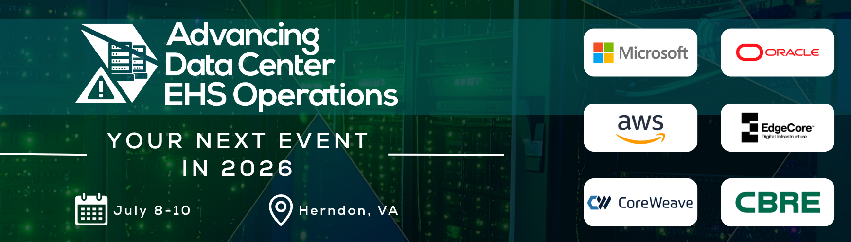 A banner showing the next event in the Advancing Data Center EHS series: Advancing Data Center EHS Operations.